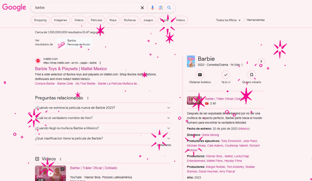 Google se viste de rosa por estreno de Barbie