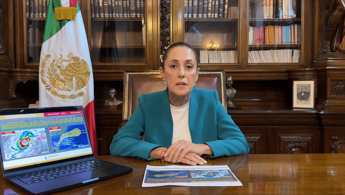 Claudia Sheinbaum alerta a la población para tomar precuaciones por impacto del huracán Miltón